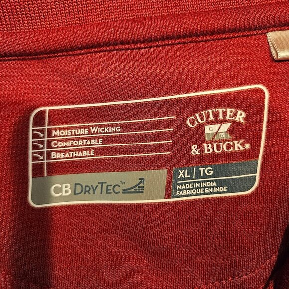 Cutter & Buck Red Long Sleeve Polo Shirt Mens XL Red CBDriTec Casual Office - Picture 9 of 11
